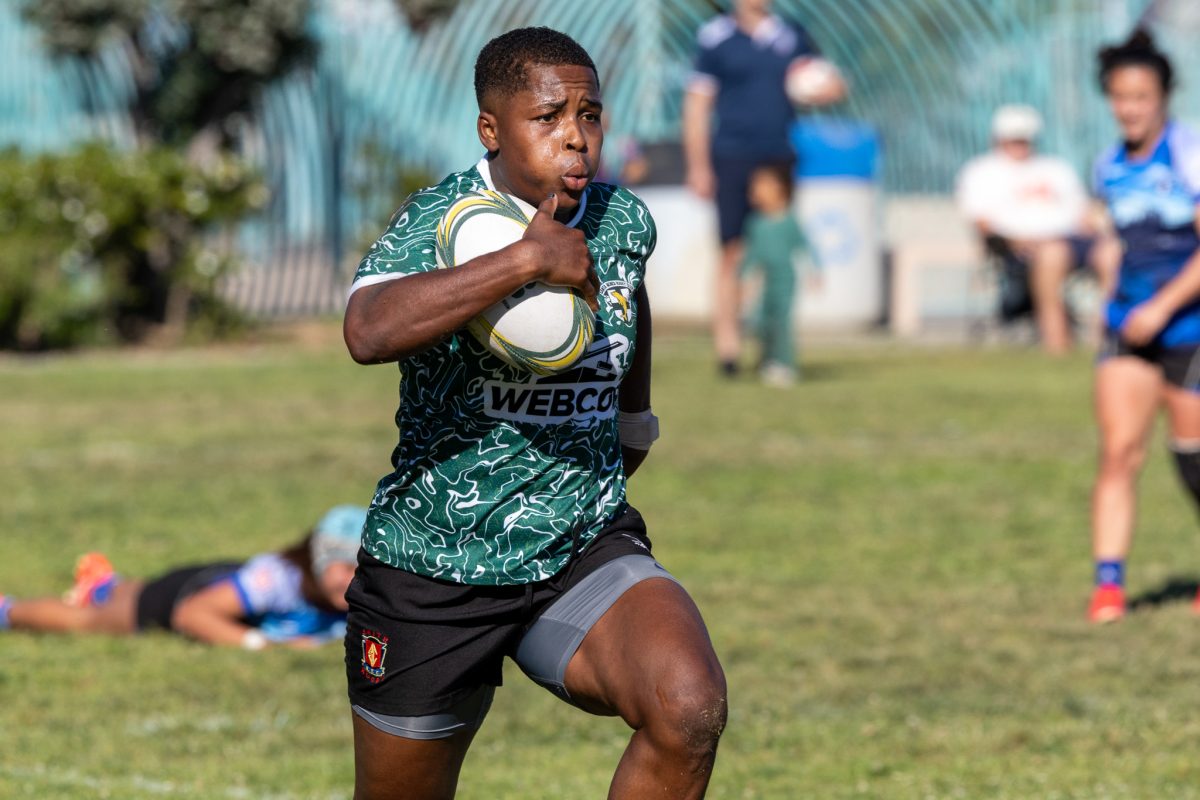 Sideline action during a rugby match